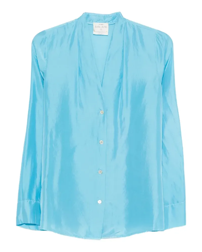 forte_forte V-neck shirt - Blau Blau