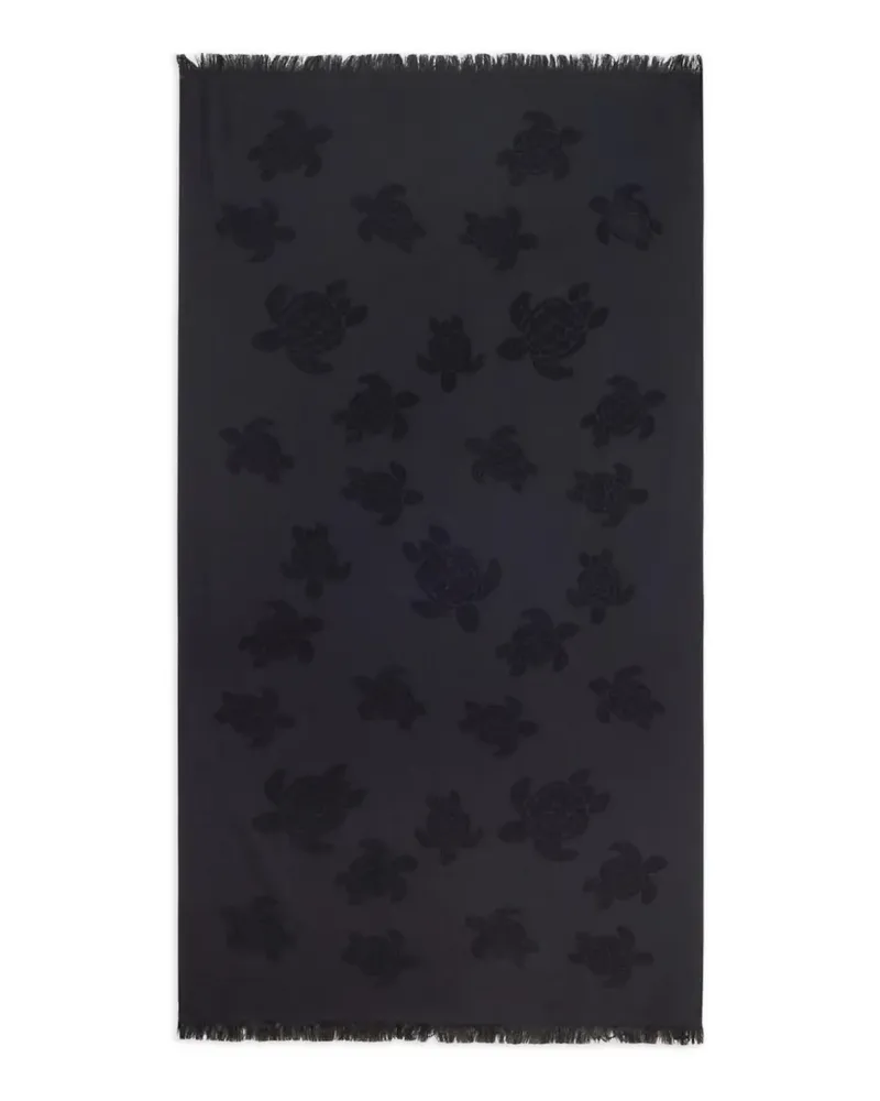 Vilebrequin turtle-jacquard fringed towel - Schwarz Schwarz