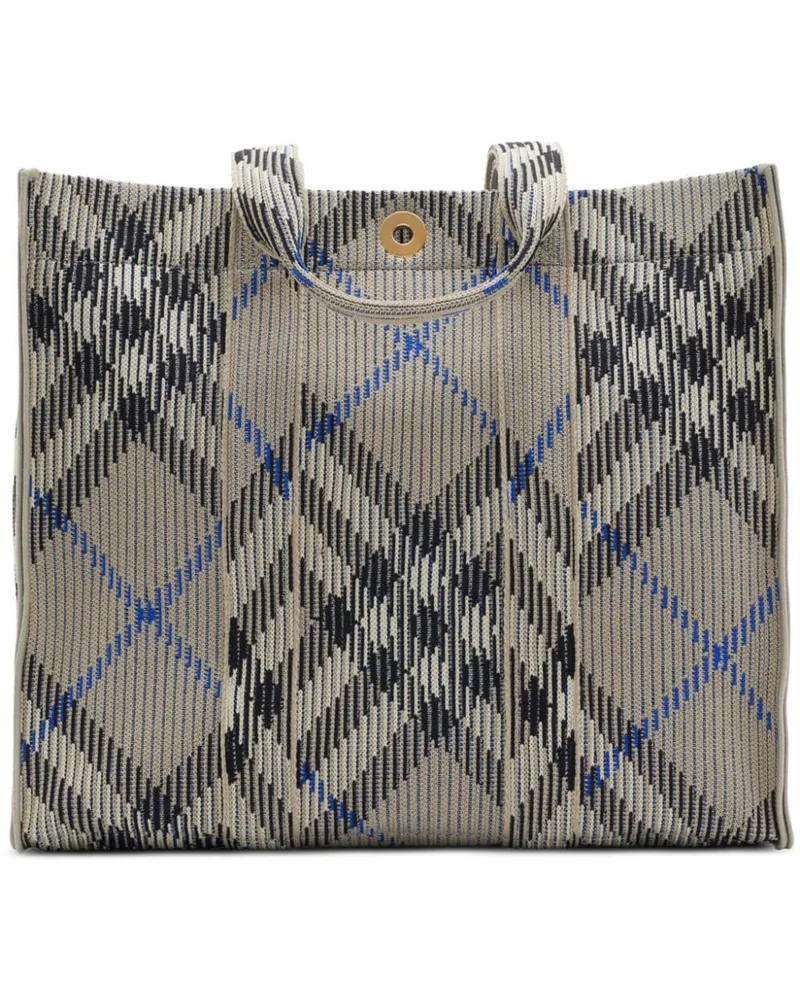 Burberry Mittelgroße gestrickte Tote Bag mit Karomuster - Nude Nude