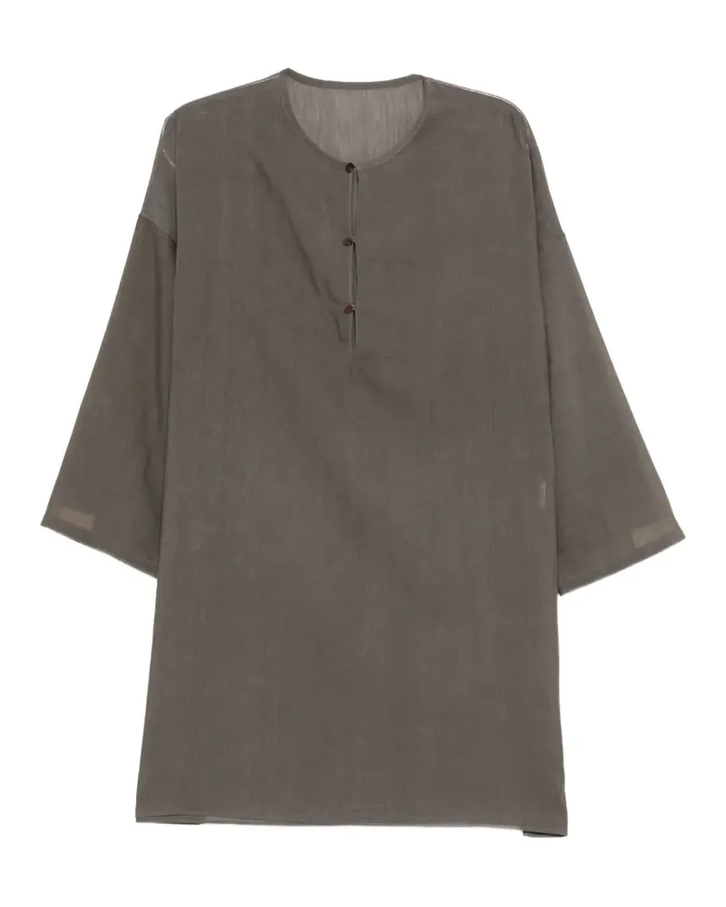 Yohji Yamamoto Kragenloses Hemd mit Zwickeln - Grau Grau