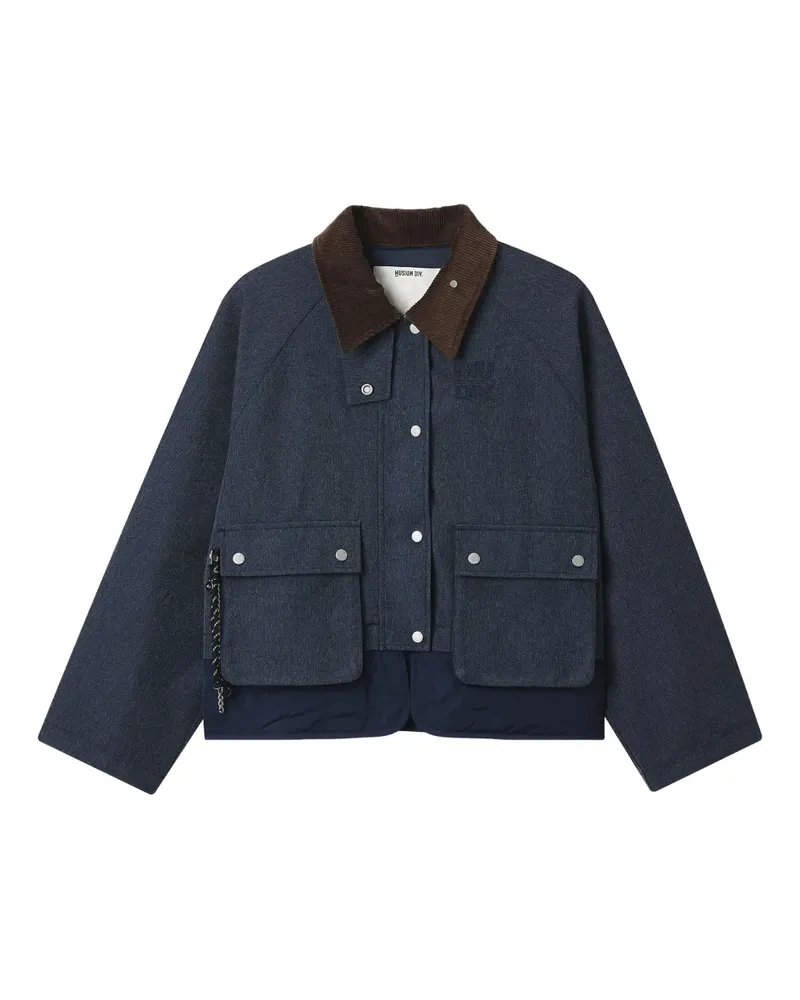 Musium Div. Jacke mit Cordkragen - Blau Blau