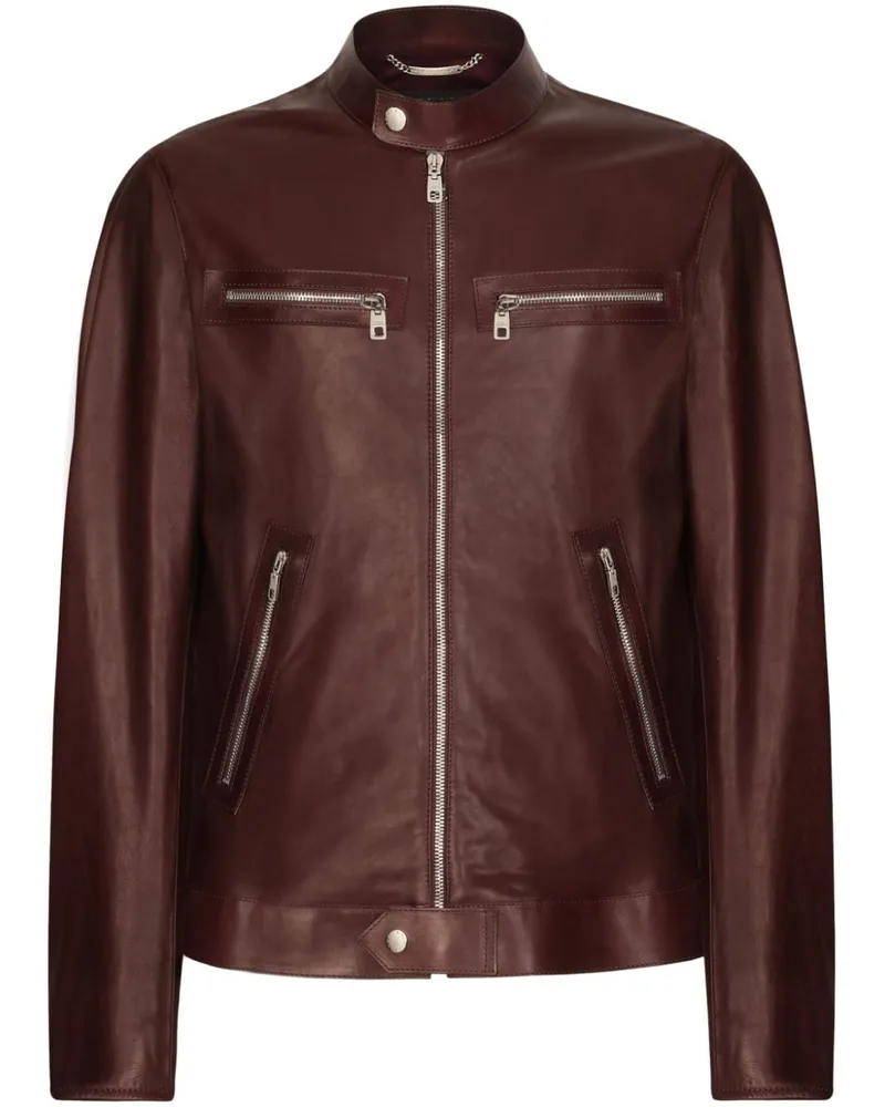 Dolce & Gabbana Bikerjacke aus Leder - Braun Braun