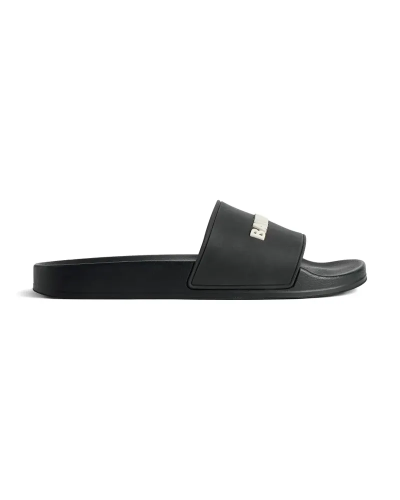 Balenciaga Pool Pantoletten mit Logo - Schwarz Schwarz