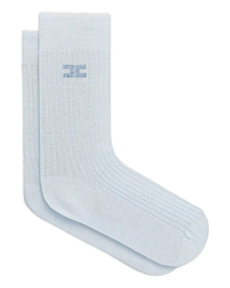 Elisabetta Franchi Gerippte Socken mit Logo - Blau Blau