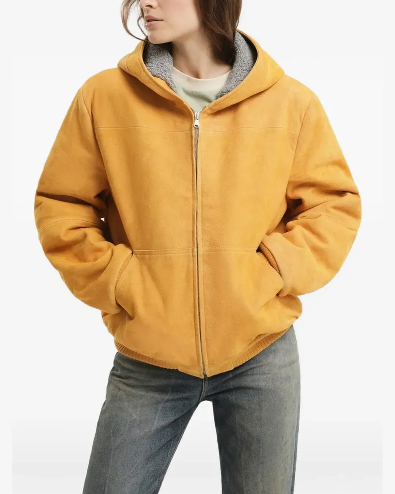 1989 STUDIO Lederjacke mit Kapuze - Gelb Gelb