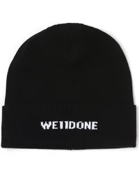 WE 11 DONE Gerippte Intarsien-Beanie Schwarz