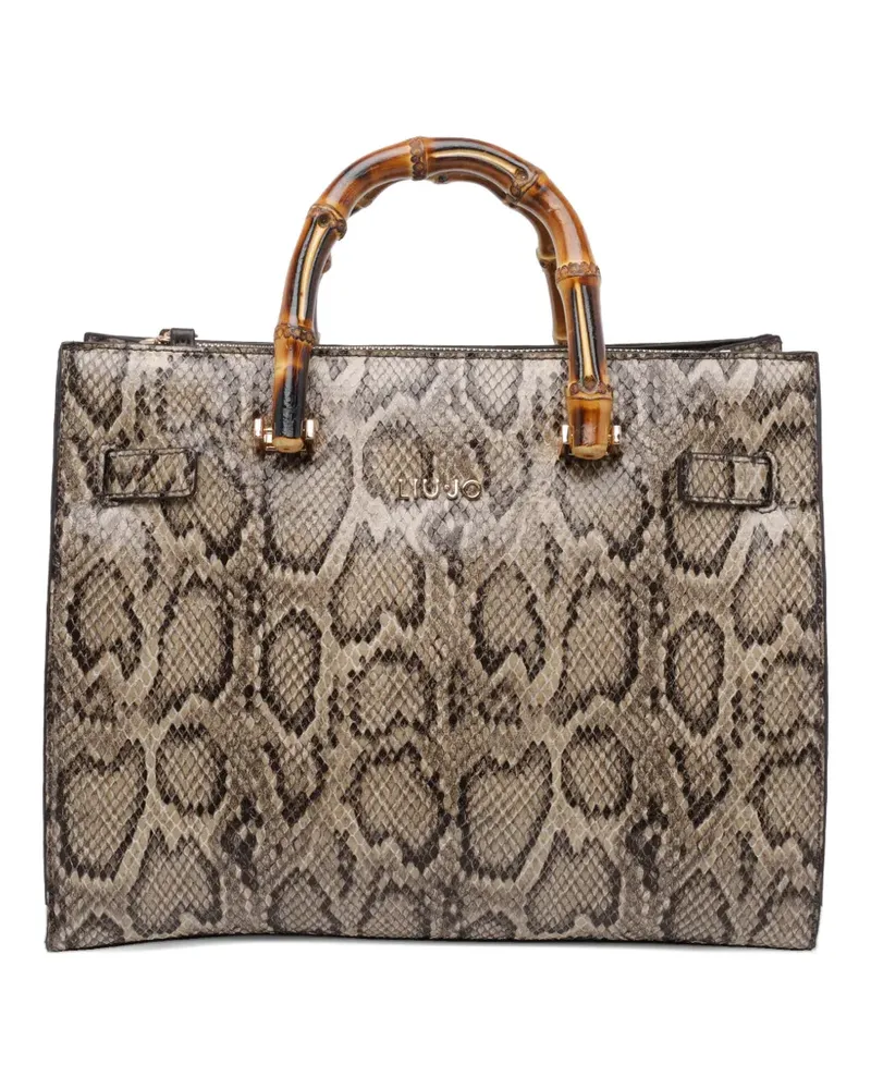 Liu Jo logo python-print tote bag - Nude Nude