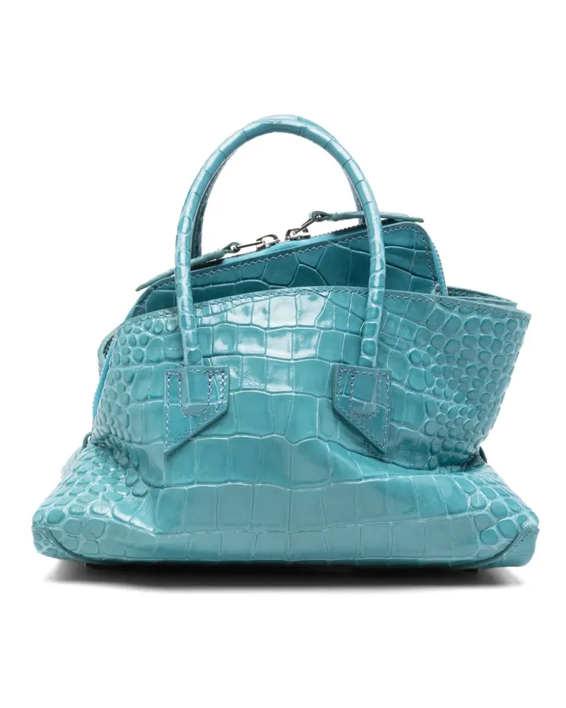 ATTICO Mini La Passeggiata Tote Bag mit Kroko-Effekt - Blau Blau