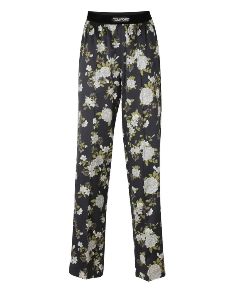 Tom Ford Pyjama-Hose mit Blumen-Print - Schwarz Schwarz