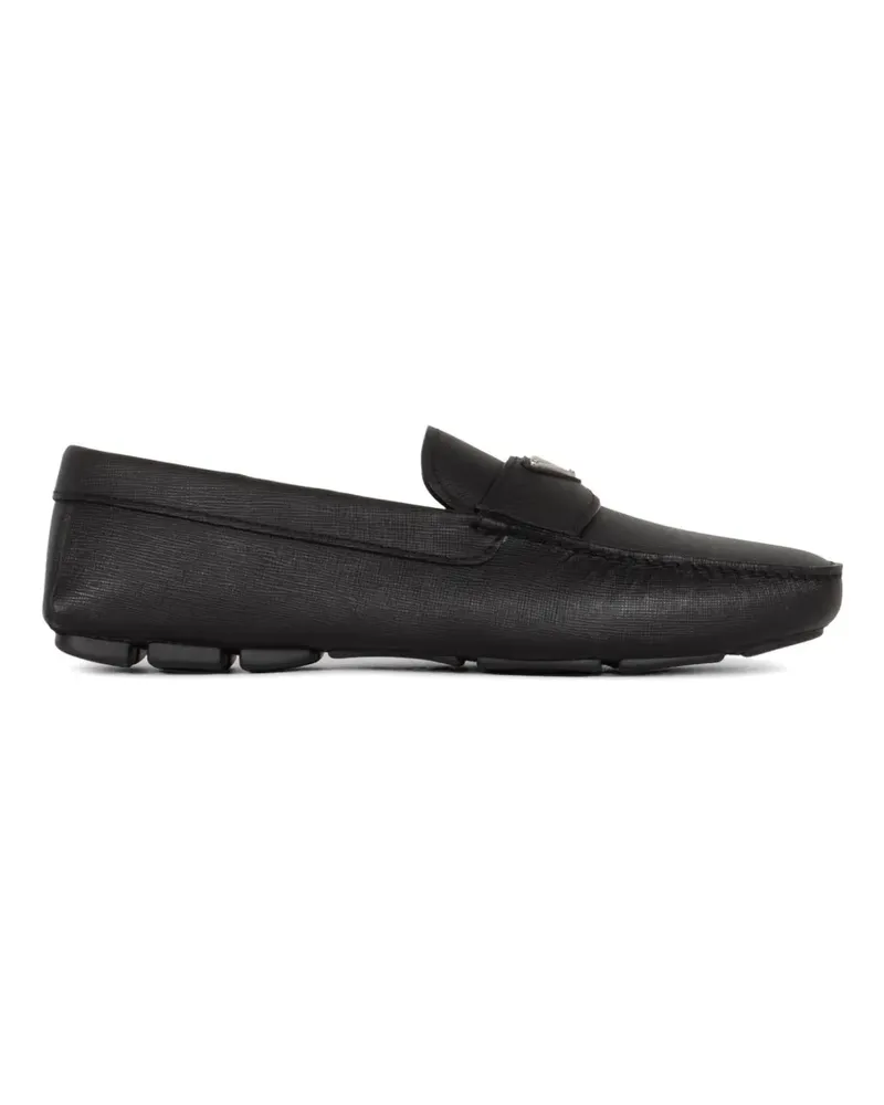 Prada triangle-logo leather loafers - Schwarz Schwarz