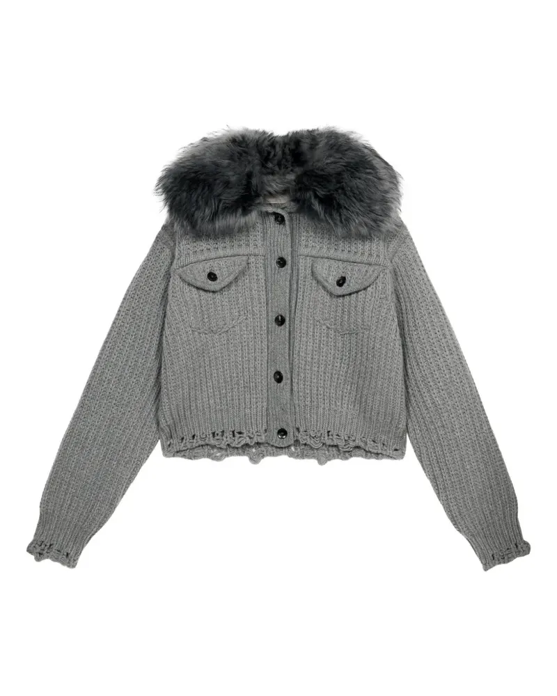 Blumarine Gerippter Cropped-Cardigan - Grau Grau