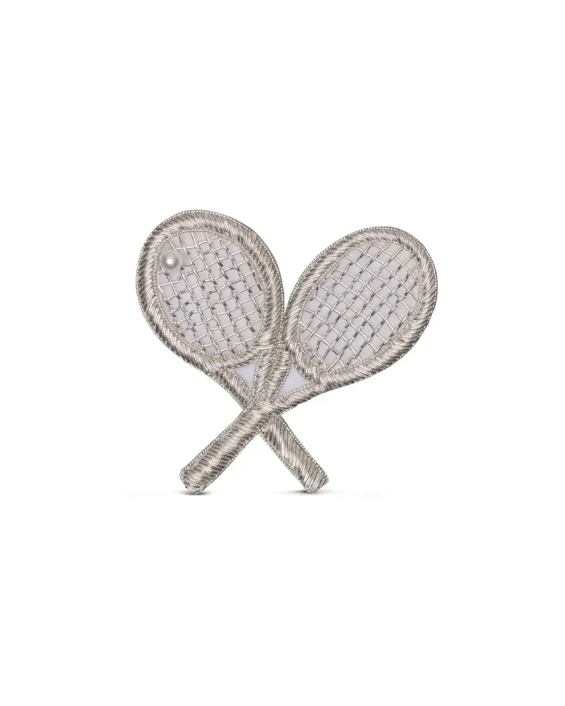 Thom Browne Brosche im Tennisschläger-Design - Weiß Weiß