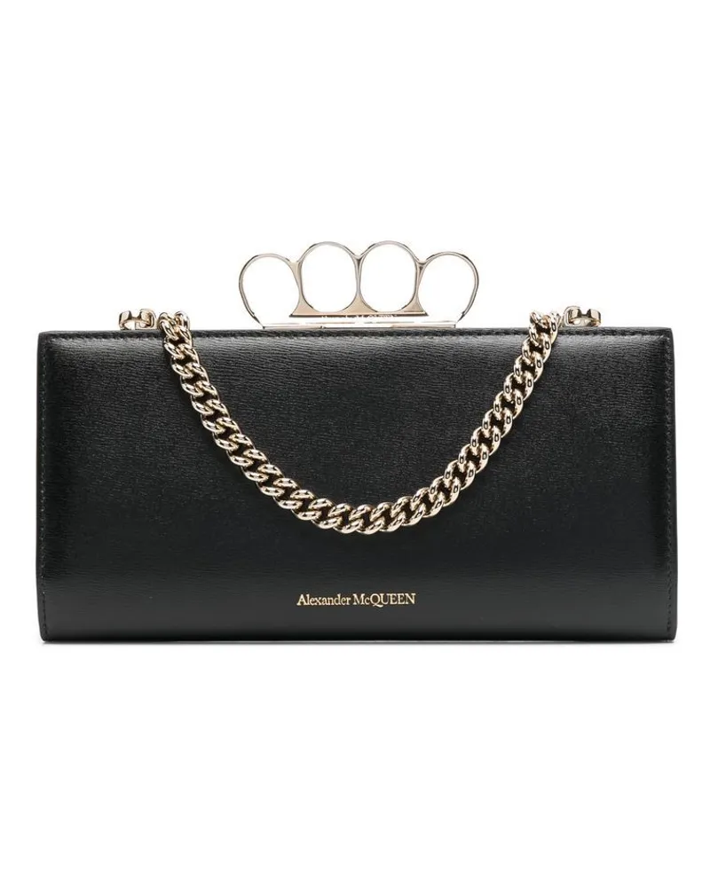 Alexander McQueen Clutch mit Schlagring Schwarz