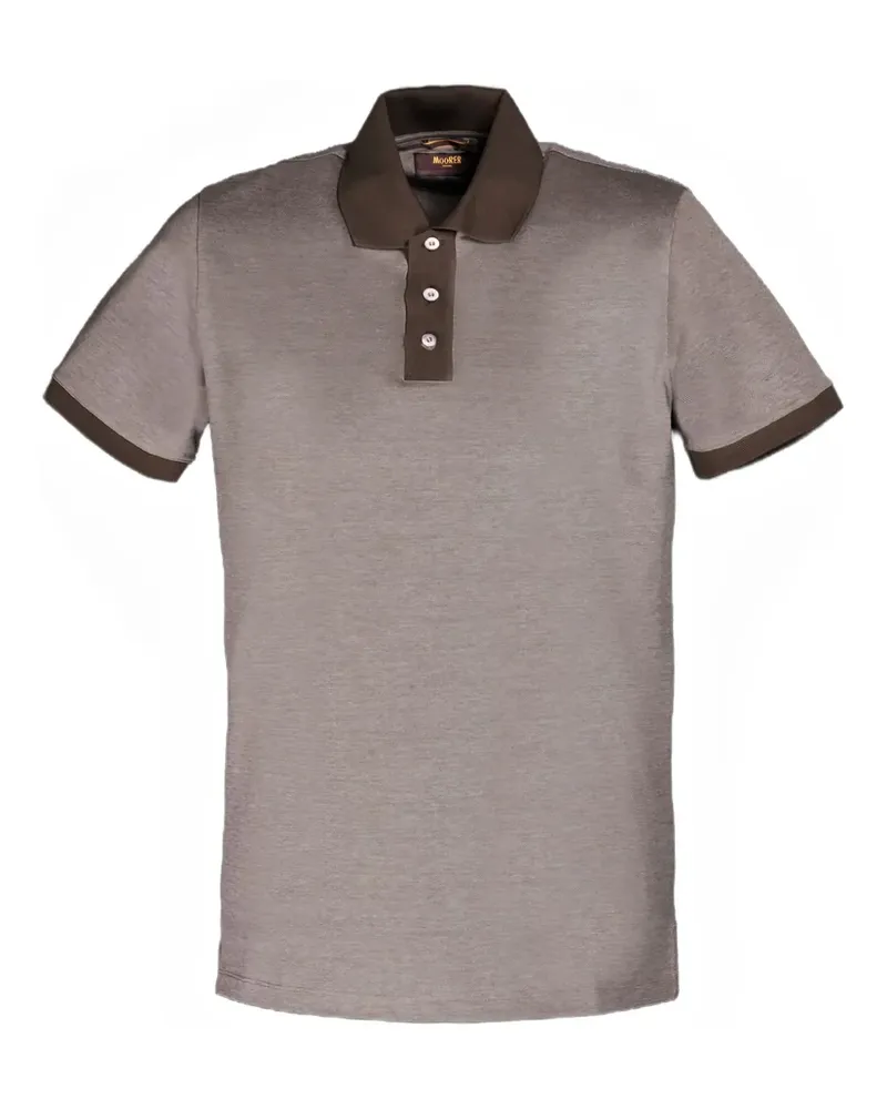 MOORER Poloshirt mit Kontrastkragen - Braun Braun