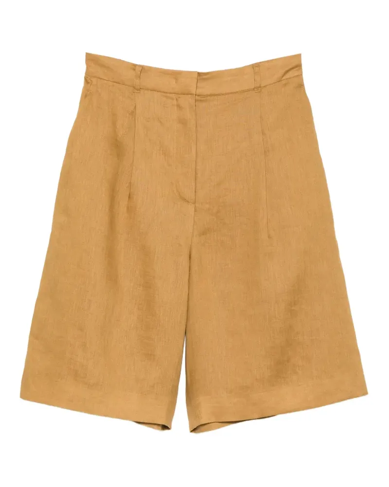 Max Mara Caravan pleated elasticated-waist shorts - Braun Braun