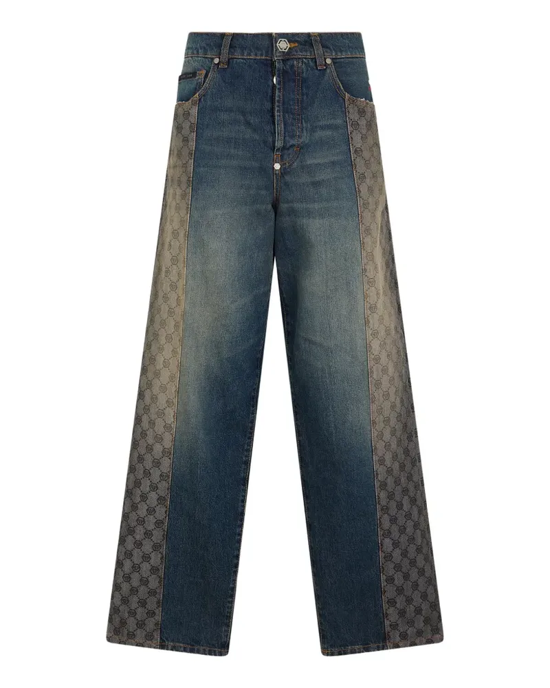 Philipp Plein Jeans mit Monogramm-Einsatz - Blau Blau