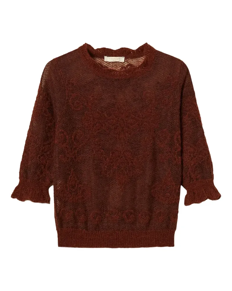 Twin-Set Pullover aus Jacquard-Alpakagemisch - Braun Braun