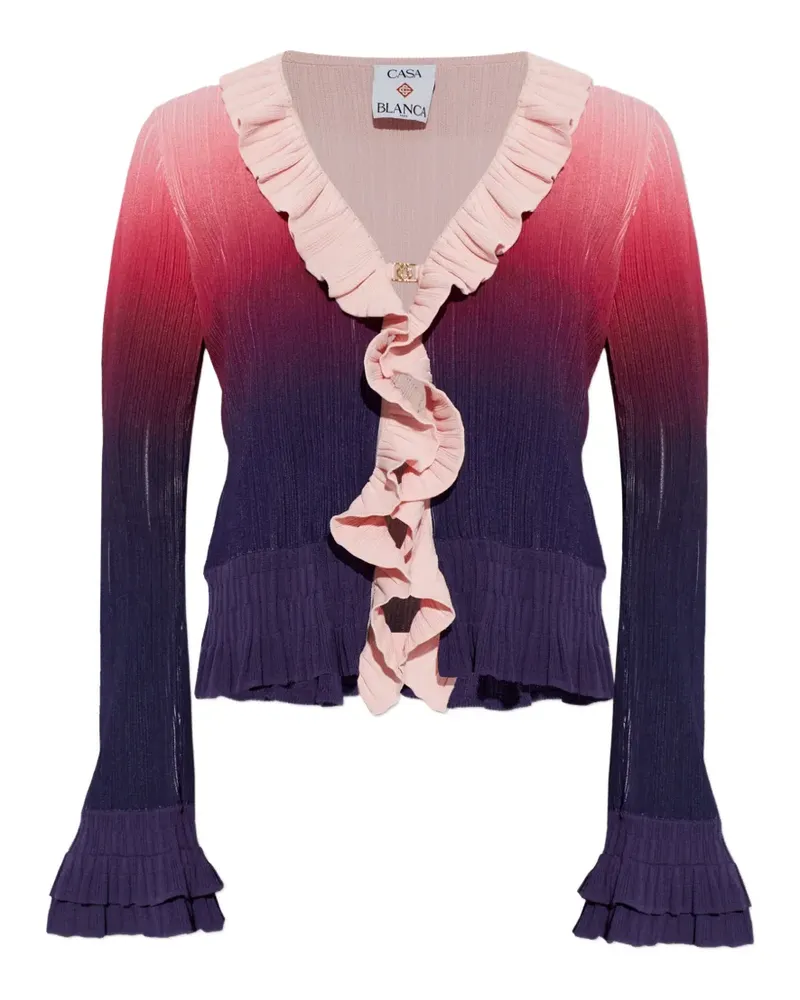 Casablanca Paris gradient-effect ruffled cardigan - Rosa Rosa