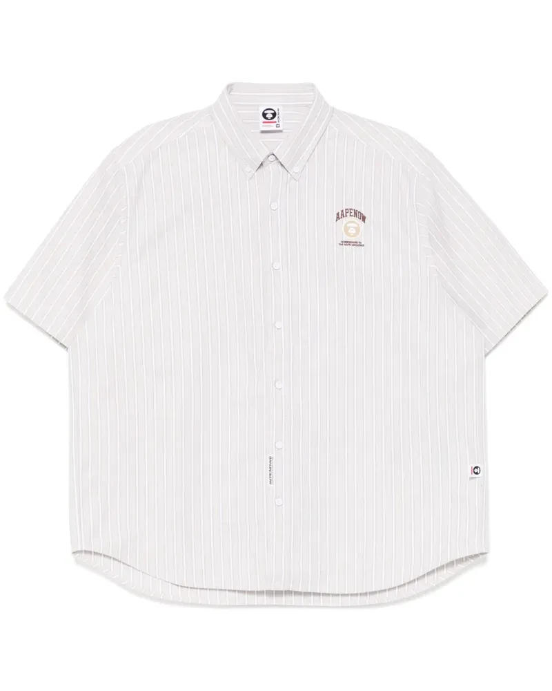BAPE Gestreiftes APENOW Hemd mit Moonface-Logo - Nude Nude