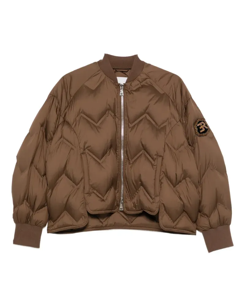 Ermanno Scervino chevron-quilted logo-patch jacket - Braun Braun