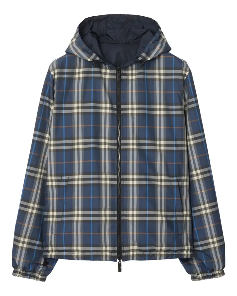 Burberry check-pattern hooded reversible jacket - Blau Blau