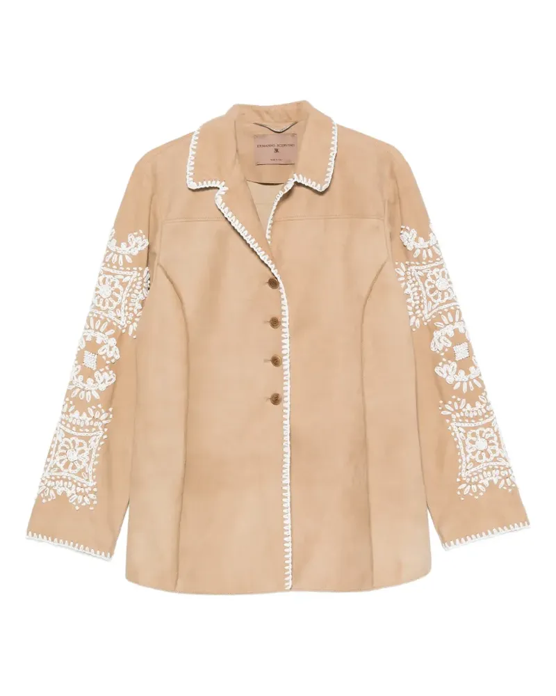 Ermanno Scervino embroidered whipstitch-trim jacket - Nude Nude
