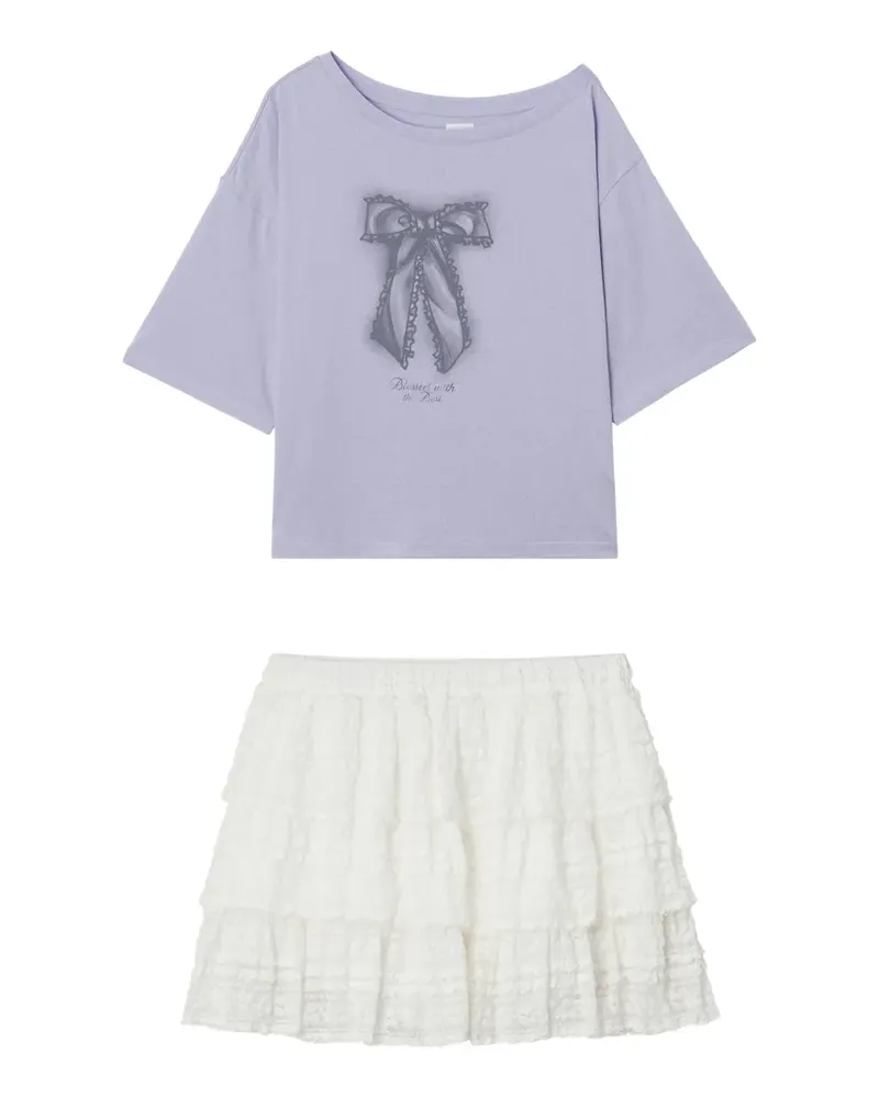 b+ab bow-print tiered set - Violett Violett