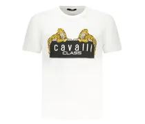 leopard-graphic print T-shirt - Weiß