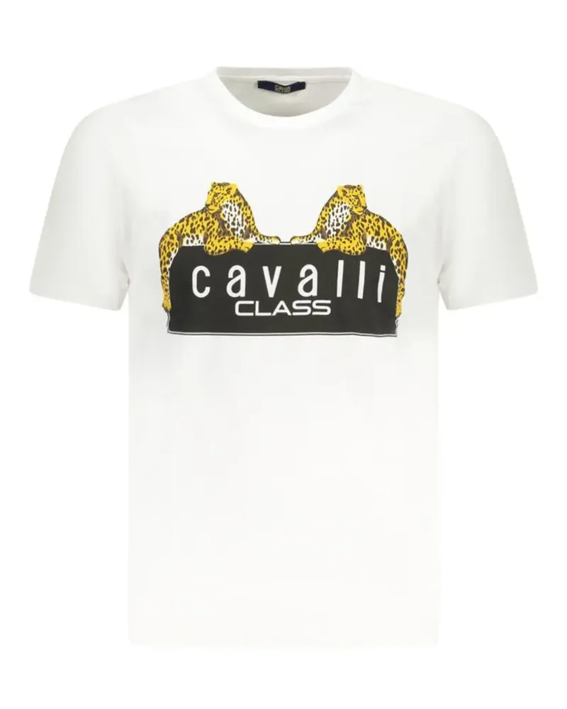 Roberto Cavalli leopard-graphic print T-shirt - Weiß Weiß