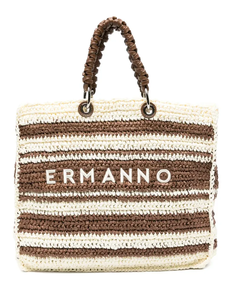Ermanno Scervino logo-lettering tote bag - Nude Nude