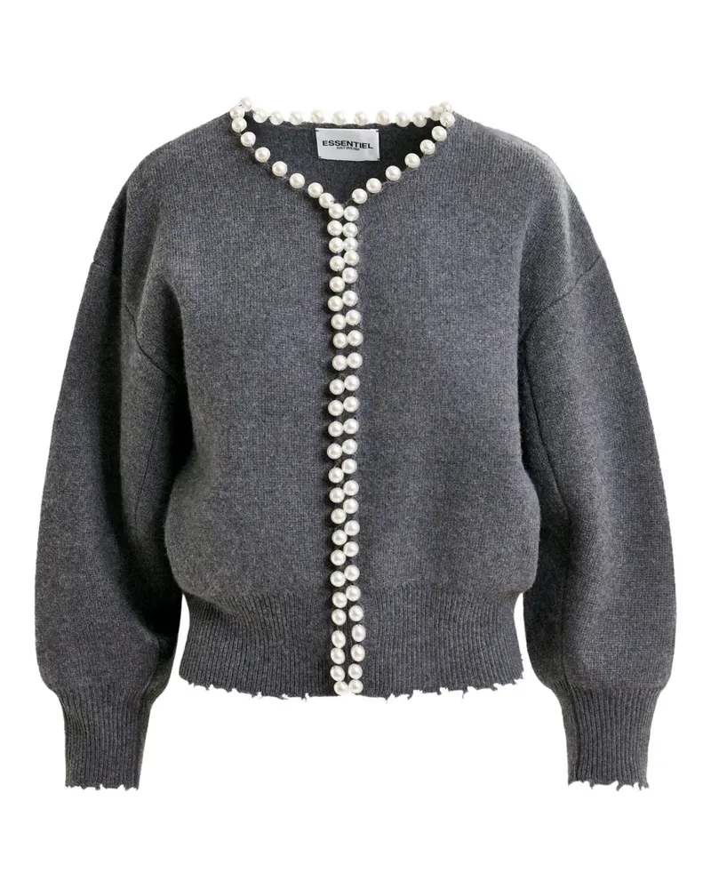 Essentiel Verzierter Ideas Cardigan mit tiefen Schultern - Grau Grau