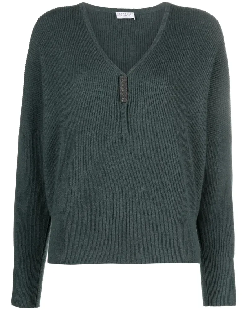 Brunello Cucinelli Verzierter Pullover - Grün Grün