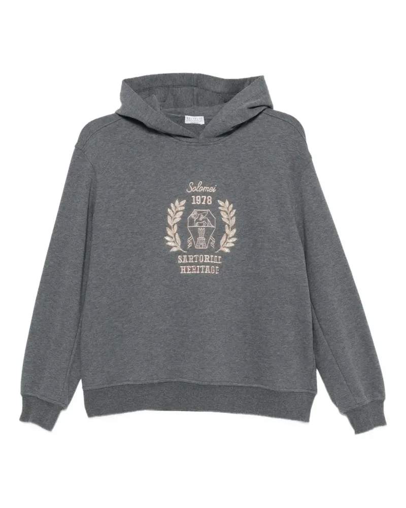 Brunello Cucinelli Hoodie mit Logo-Stickerei - Grau Grau