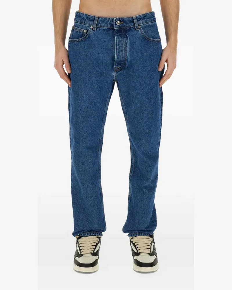Palm Angels monogram-embroidered straight-leg jeans - Blau Blau