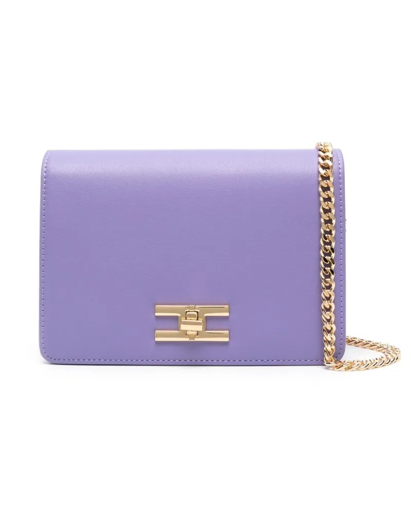 Elisabetta Franchi Schultertasche mit Logo-Schild Violett