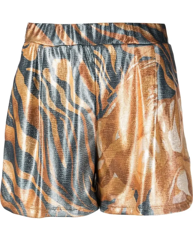 Alberta Ferretti Metallic-Shorts - Blau Blau
