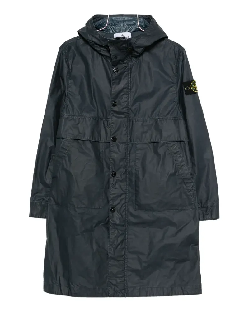 Stone Island button-fastening hooded coat - Blau Blau