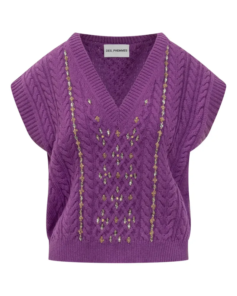 Des Phemmes Verzierter Pullover mit Zopfmuster - Violett Violett