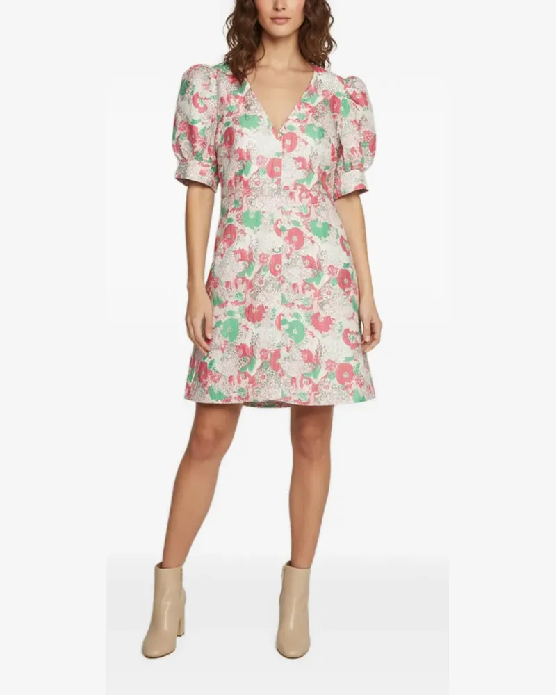 Ganni floral-pattern mini dress - Weiß Weiß