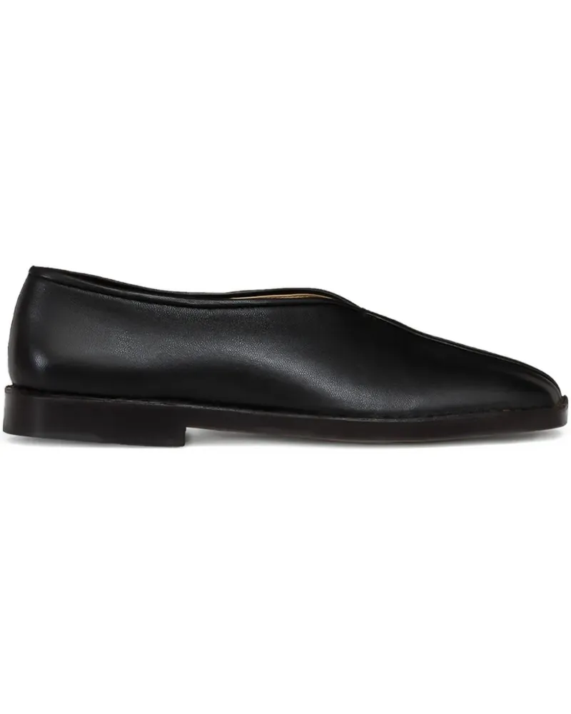 Christophe Lemaire Piped Loafer mit eckiger Kappe - Schwarz Schwarz