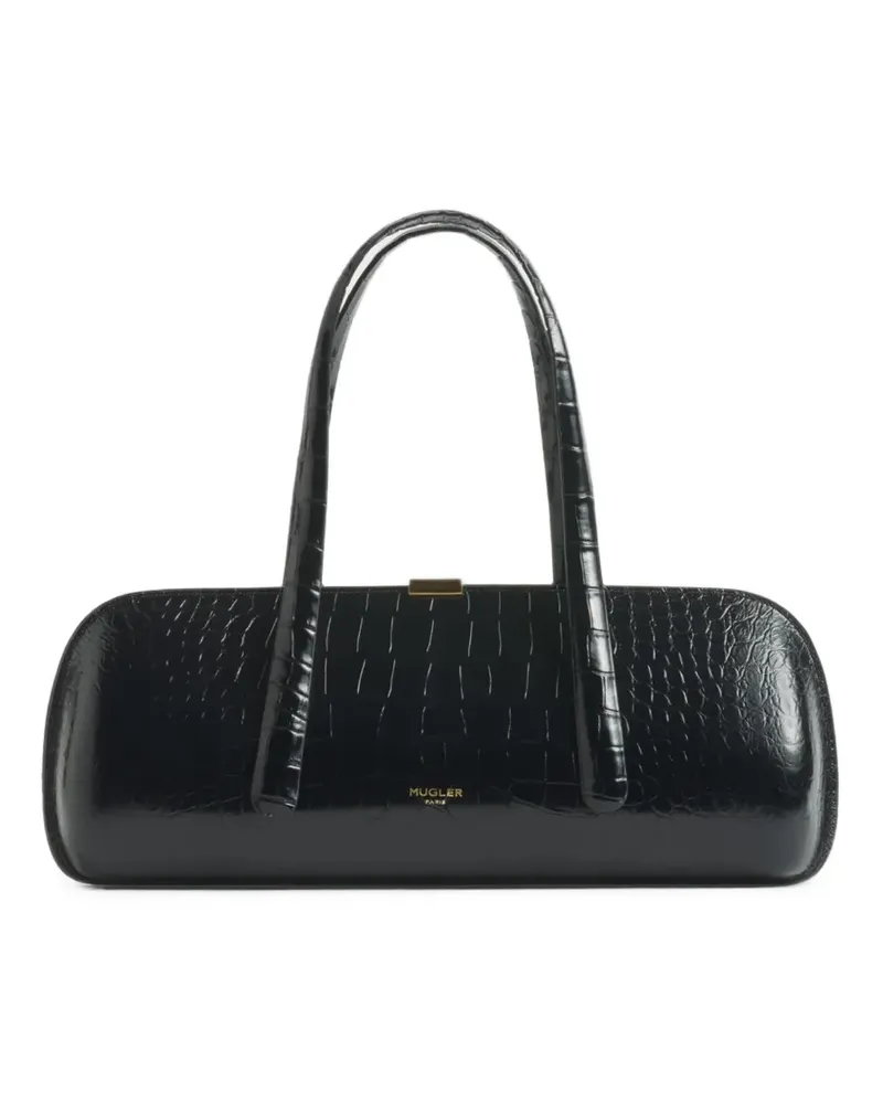 Thierry Mugler Schwarze Aurora Tasche mit Kroko-Effekt Schwarz