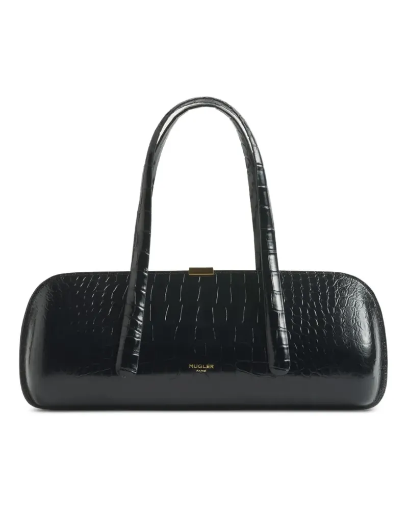 Thierry Mugler Schwarze Aurora Tasche mit Kroko-Effekt Schwarz
