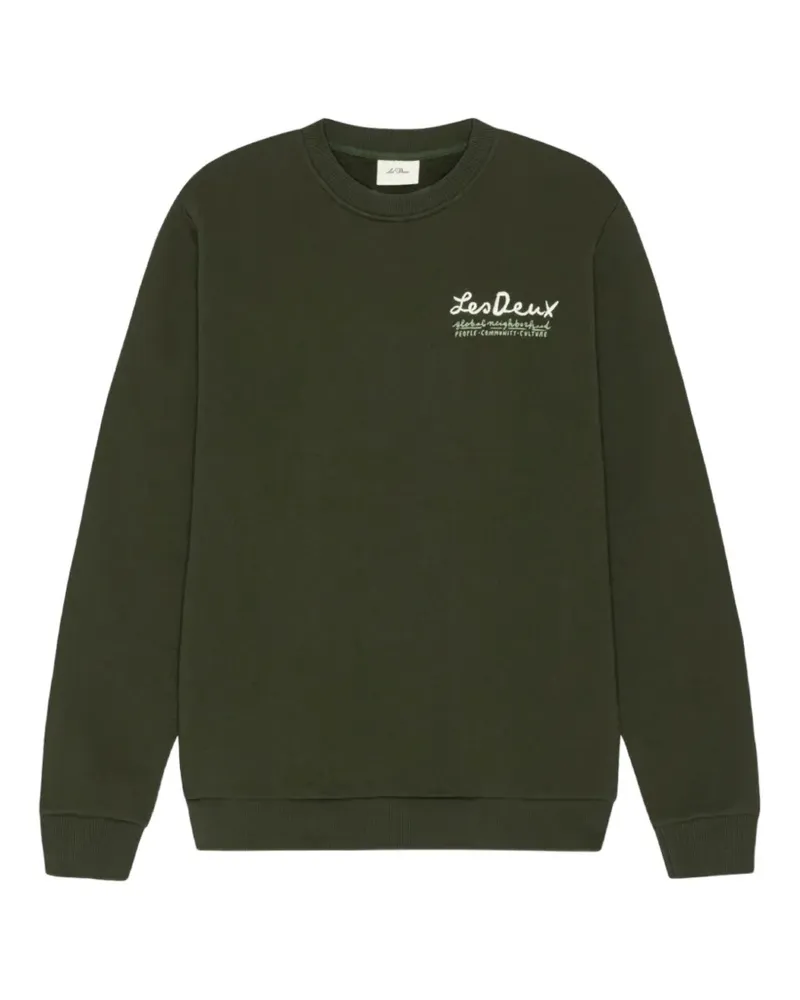 LES DEUX Rural graphic-print crew-neck sweater - Grün Grün