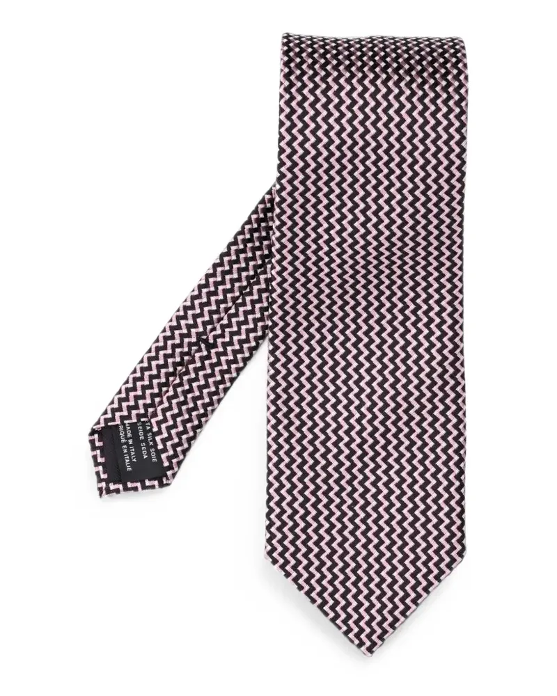 Tom Ford Seidenkrawatte mit Zickzackmuster - Schwarz Schwarz