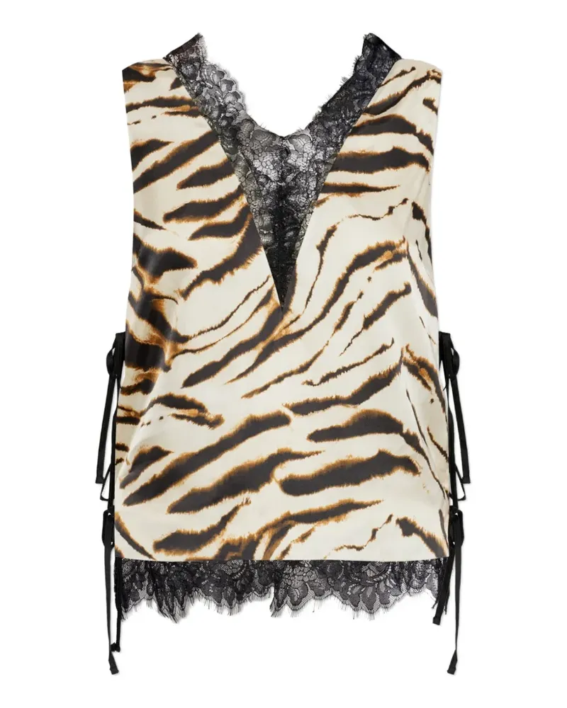 Ganni Top mit Animal-Print - Nude Nude