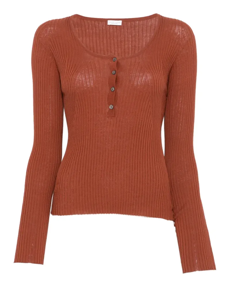 Roberto Collina ribbed-knit button-up T-shirt - Orange Orange