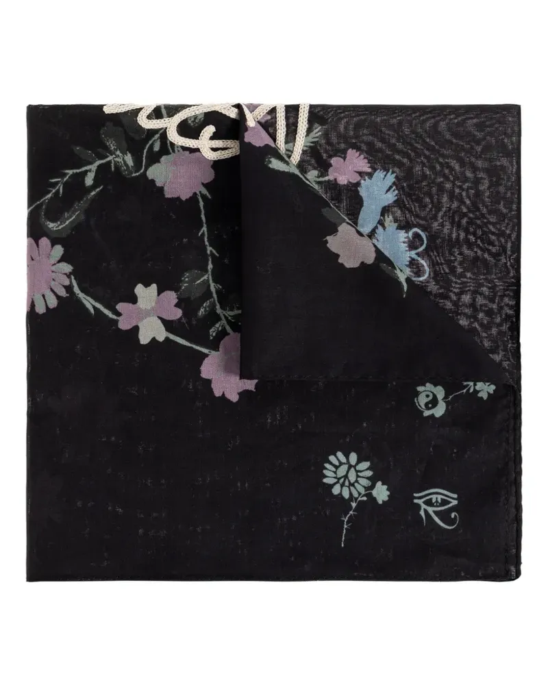 AllSaints floral-print embroidered bandana - Schwarz Schwarz