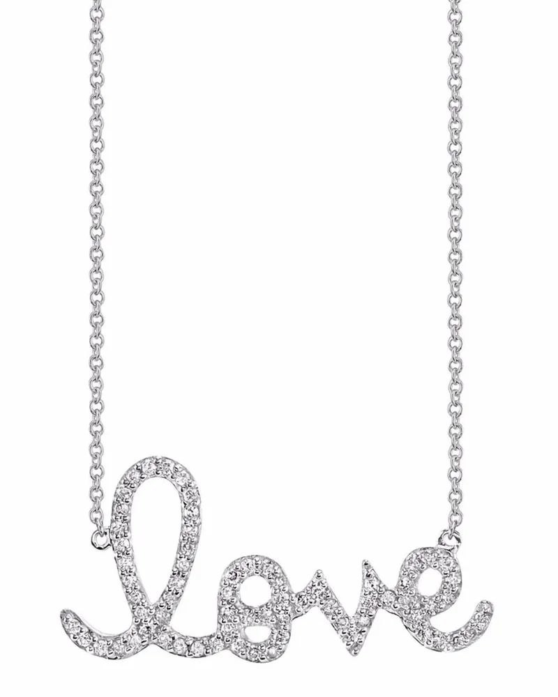 Sydney Evan 14kt Love Weißgoldhalskette mit Diamanten - Silber Silber