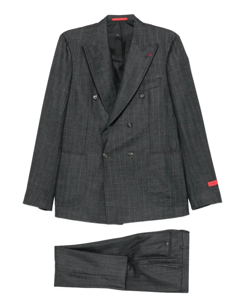 Isaia pinstriped double-breasted suit - Grau Grau