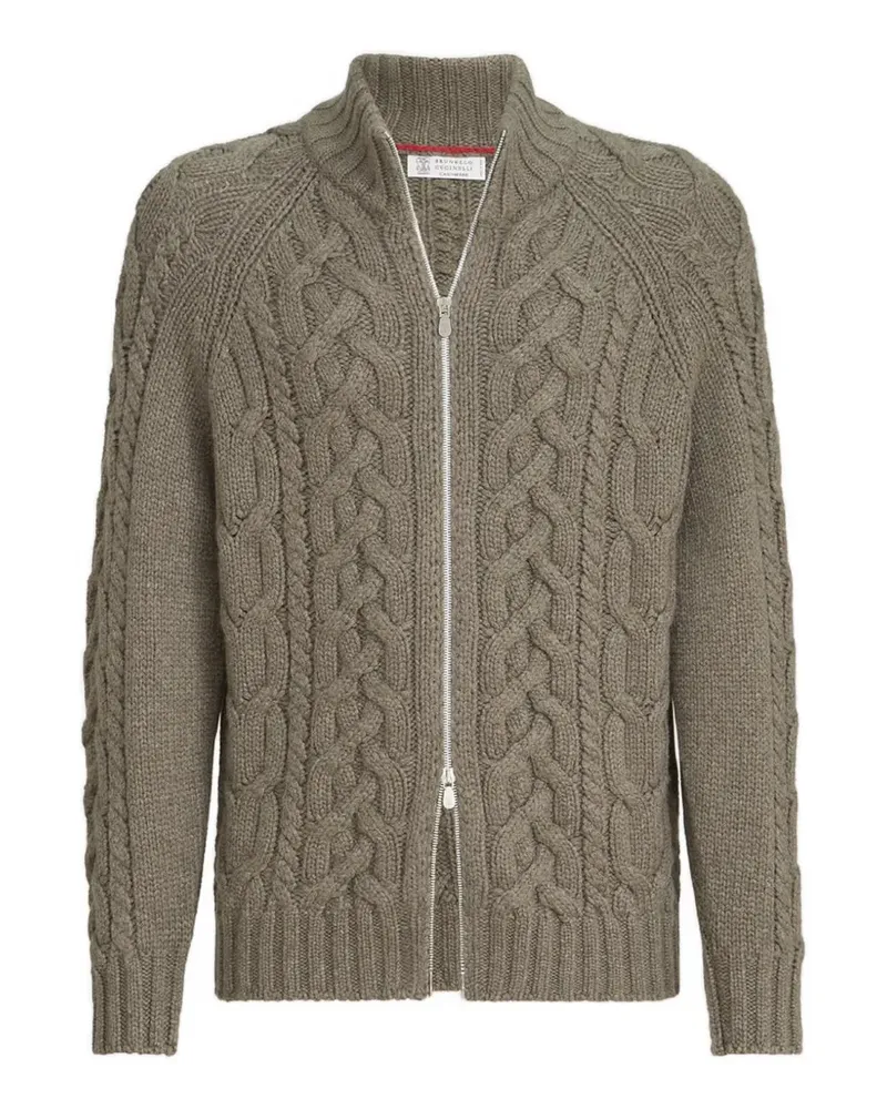 Brunello Cucinelli Strickjacke aus Kaschmir mit Reißverschluss - Grün Grün